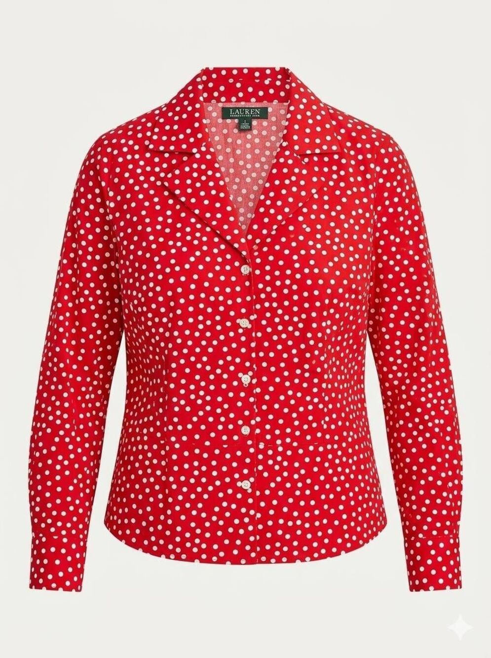 🔺️Jones New York Red & White Polka Dot Buttoned Long Sleeve Top 1X